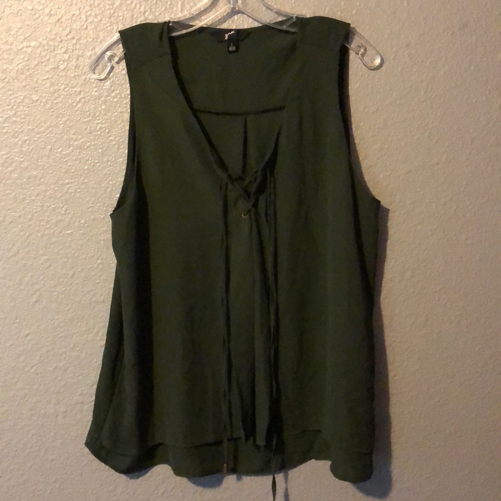 Army green chiffon tank top